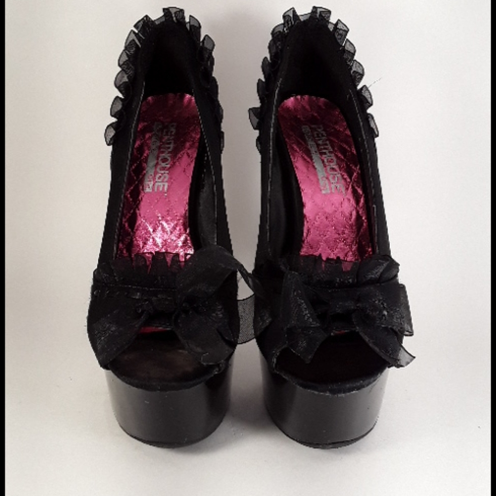 Ellie Penthouse Black Lace Pumps Womans Size 9